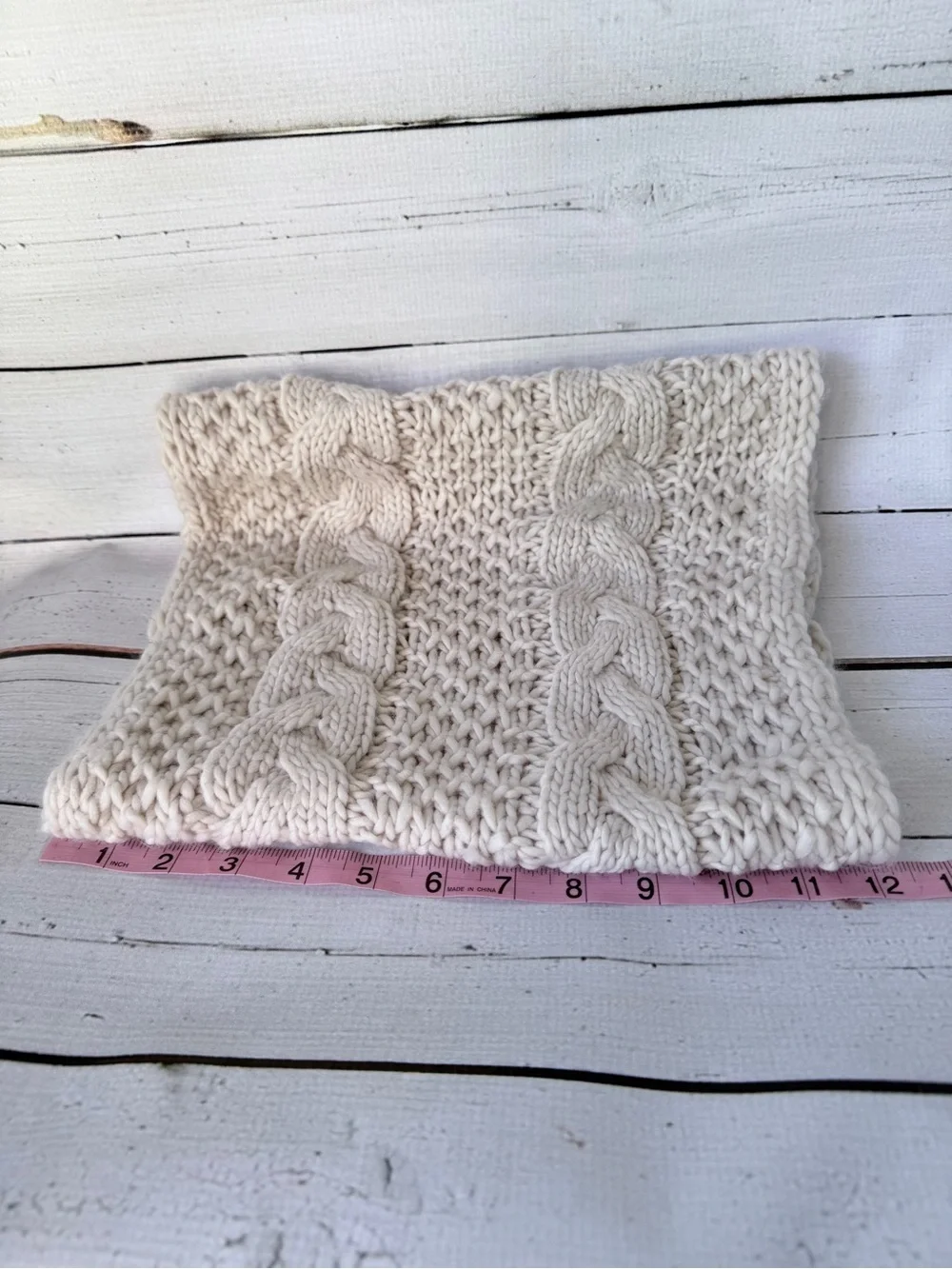 Chunky Cable Knit Infinity Scarf — Cream